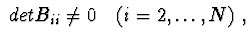 $\ det B_{ii}\neq 0\ \ \ (i=2,\ldots , N)\ , $