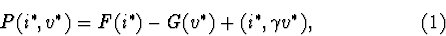 \begin{displaymath}P(i^*, v^*) = F(i^*) - G(v^*) + (i^*, \gamma v^*), \eqno(1)
\end{displaymath}